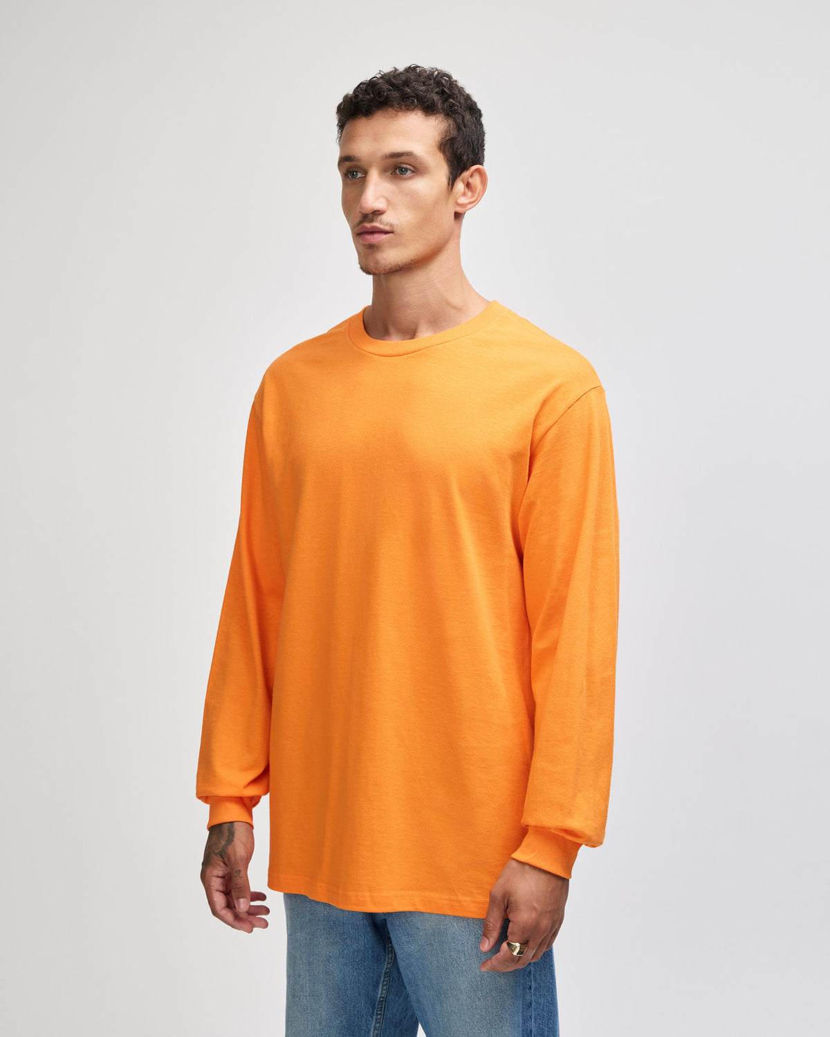 American Apparel Heavyweight Cotton Unisex Long Sleeve T-Shirt - Orange