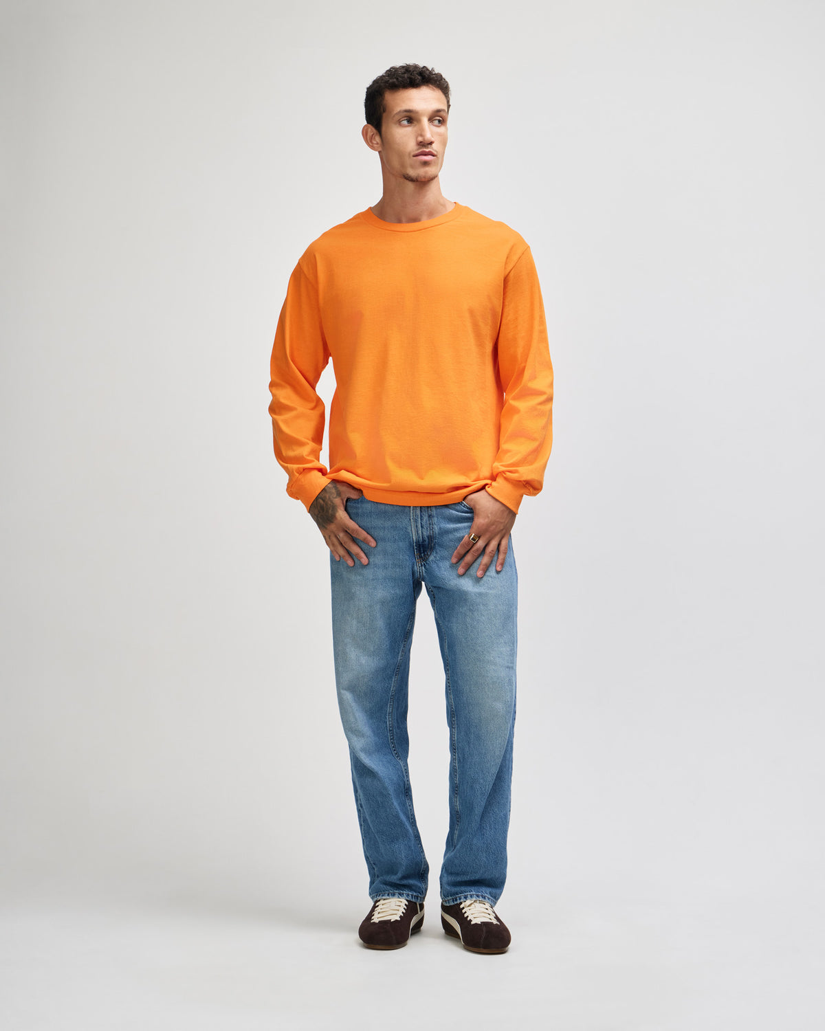 American Apparel Heavyweight Cotton Unisex Long Sleeve T-Shirt - Orange