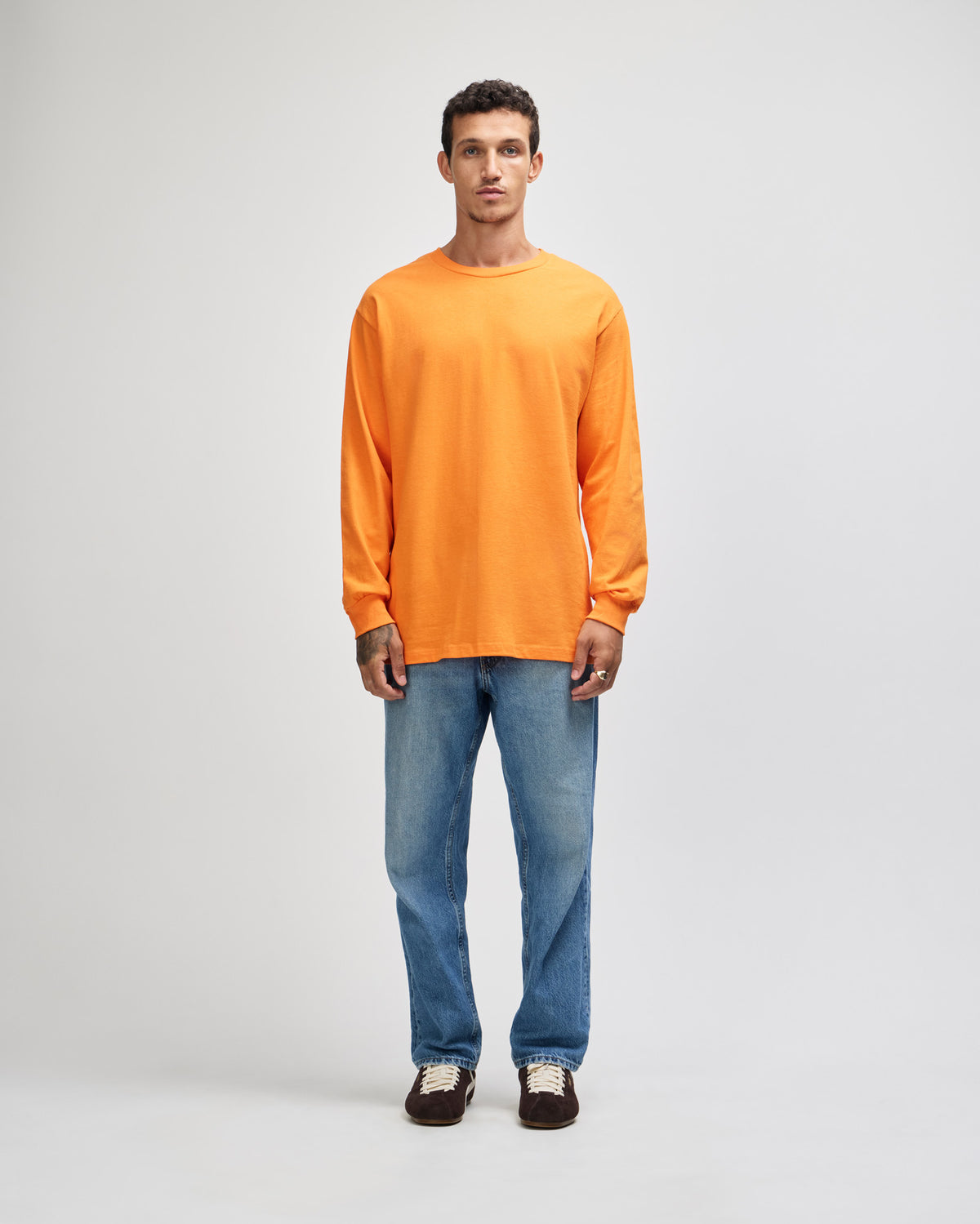 American Apparel Heavyweight Cotton Unisex Long Sleeve T-Shirt - Orange