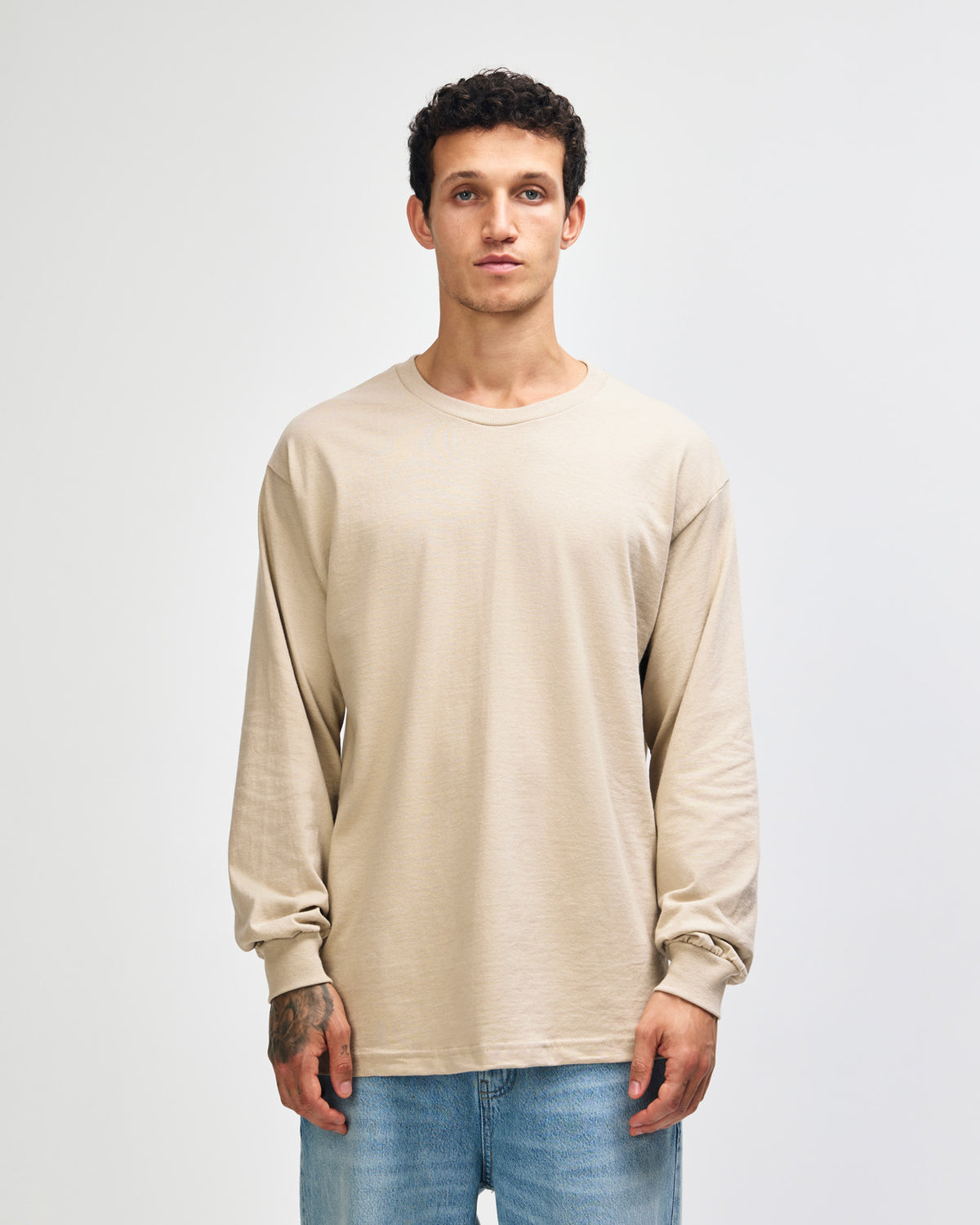 American Apparel Heavyweight Cotton Unisex Long Sleeve T-Shirt - Sand