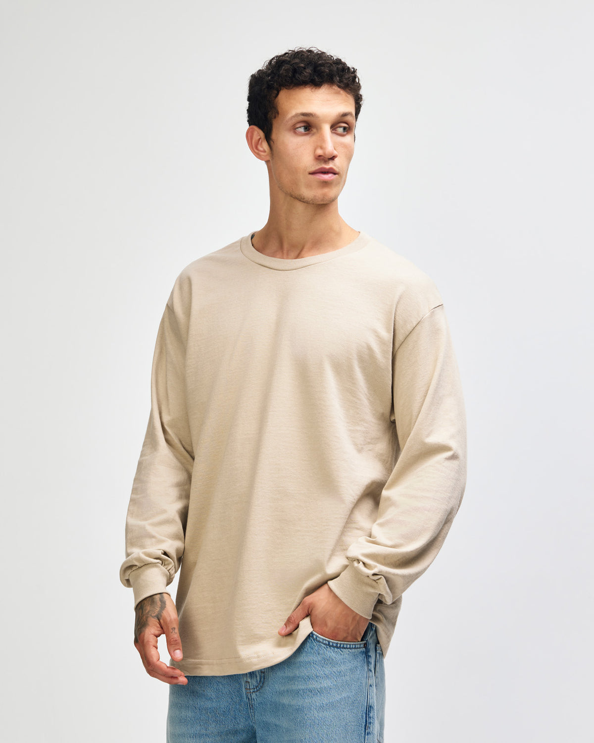 American Apparel Heavyweight Cotton Unisex Long Sleeve T-Shirt - Sand
