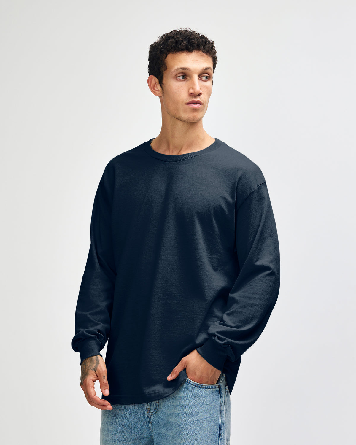American Apparel Heavyweight Cotton Unisex Long Sleeve T-Shirt - True Navy