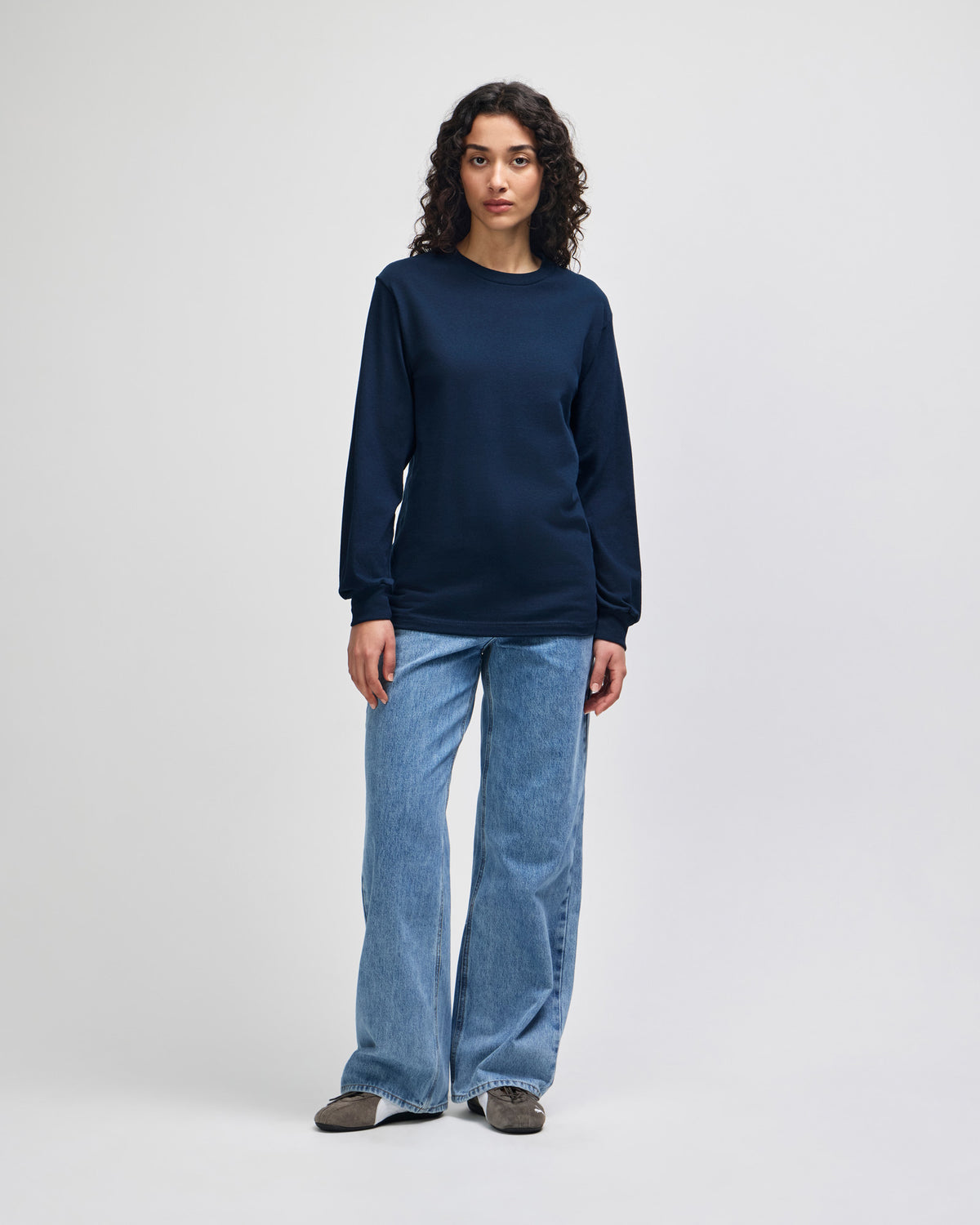 American Apparel Heavyweight Cotton Unisex Long Sleeve T-Shirt - True Navy