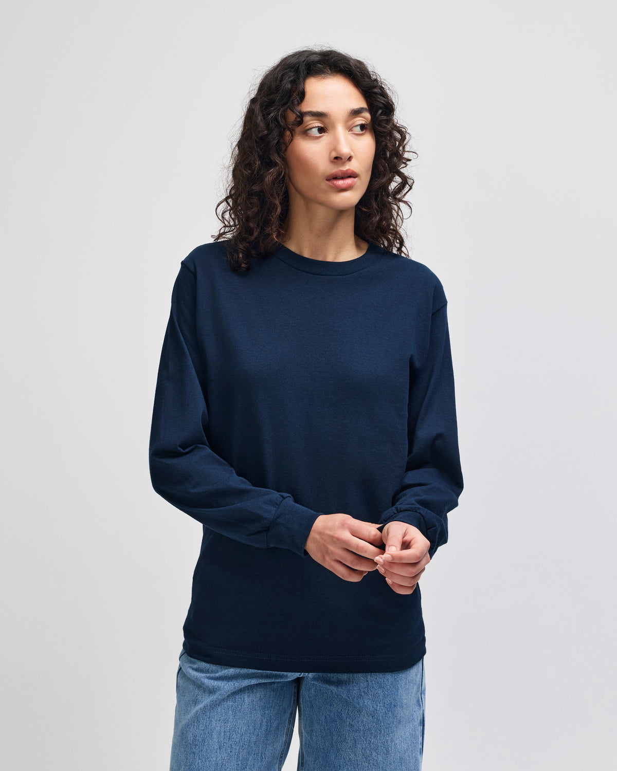 American Apparel Heavyweight Cotton Unisex Long Sleeve T-Shirt - True Navy