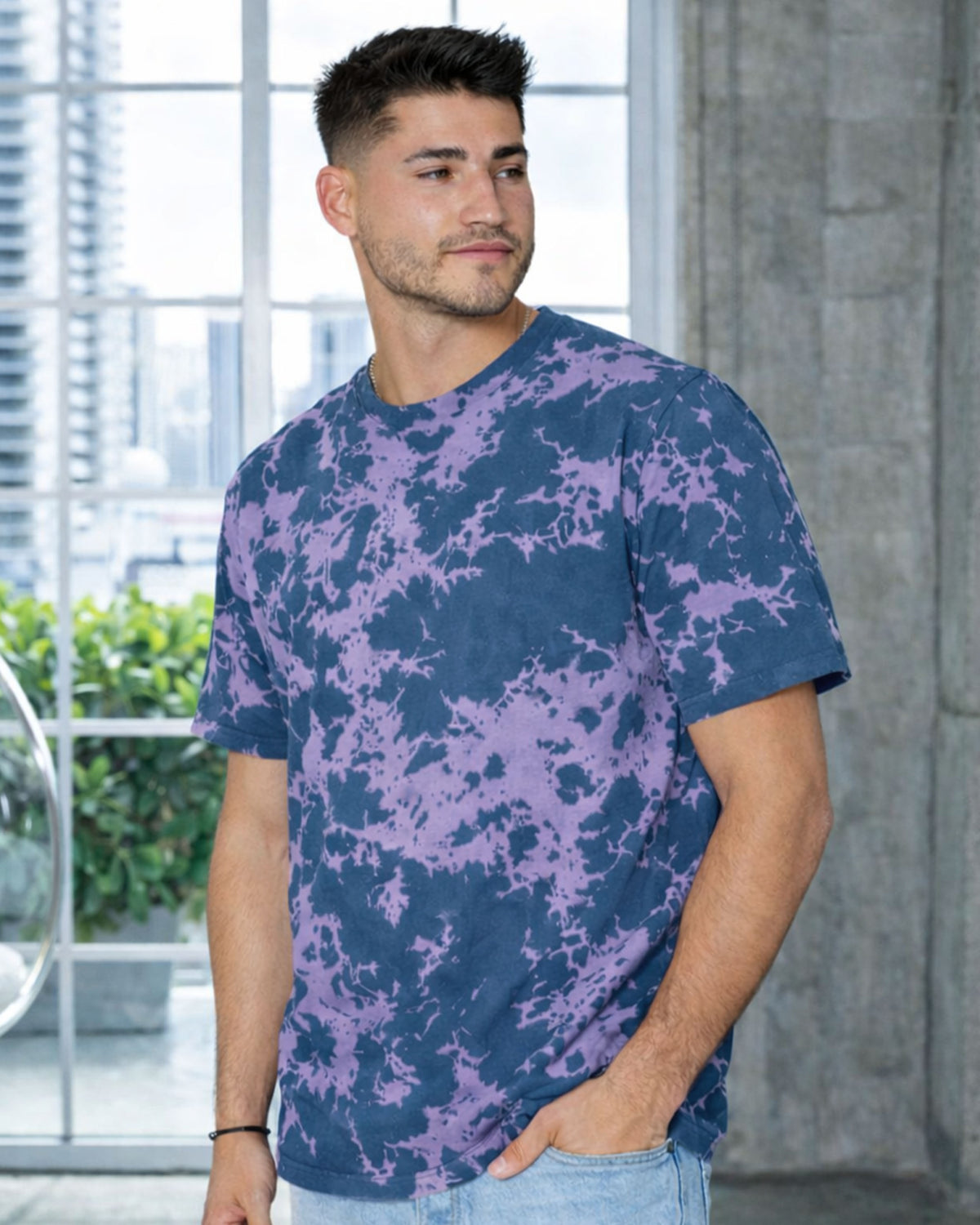 1385 Colortone® Bleach Out Dyed T-Shirt - Blue
