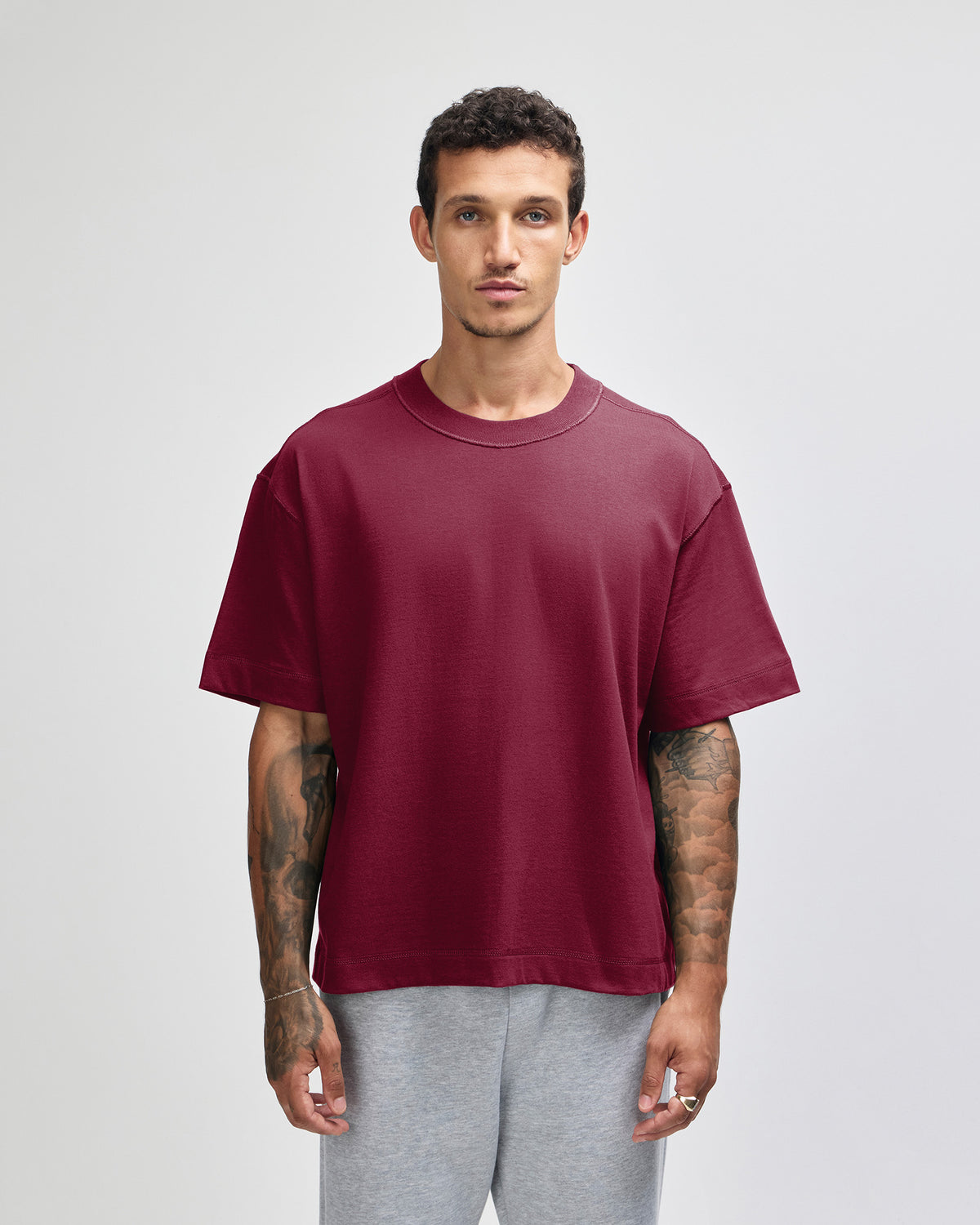 American Apparel Heavyweight Cotton Unisex Boxy T-Shirt - Burgundy