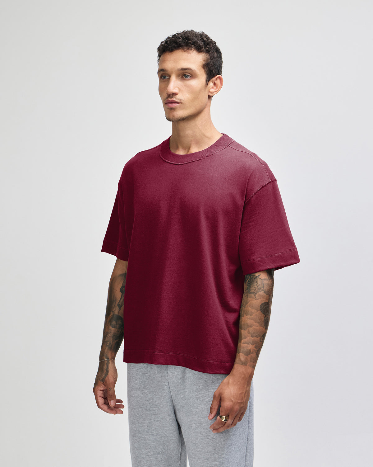 American Apparel Heavyweight Cotton Unisex Boxy T-Shirt - Burgundy