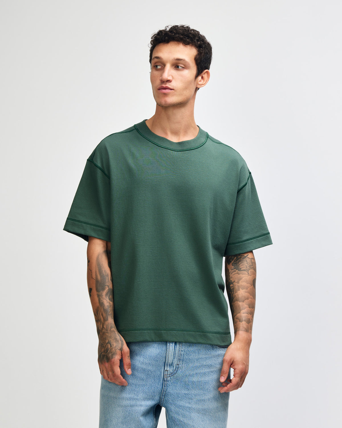 American Apparel Heavyweight Cotton Unisex Boxy T-Shirt - Pine