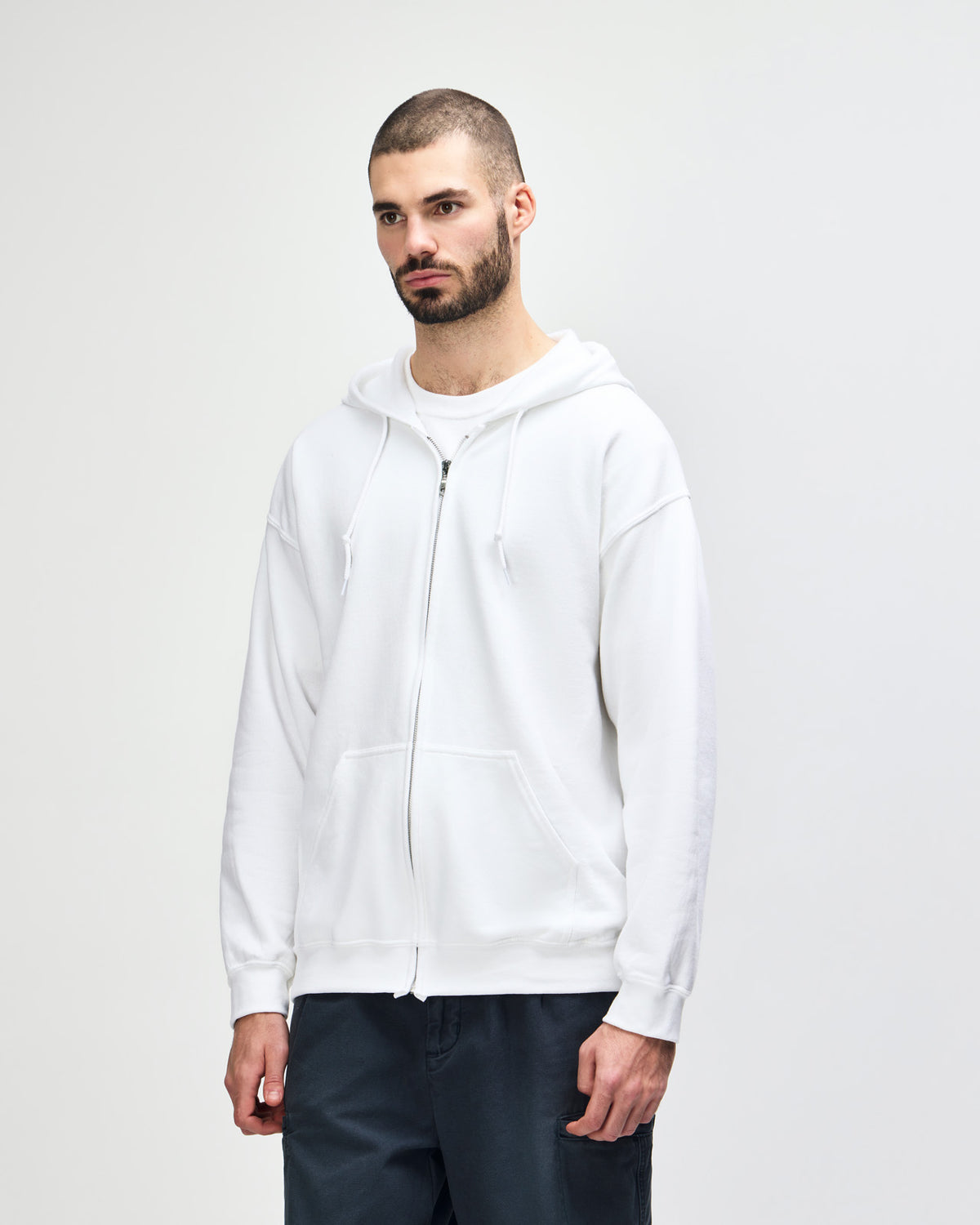 Gildan Heavy Blend Adult Full Zip Hooded Sweatshirt - White