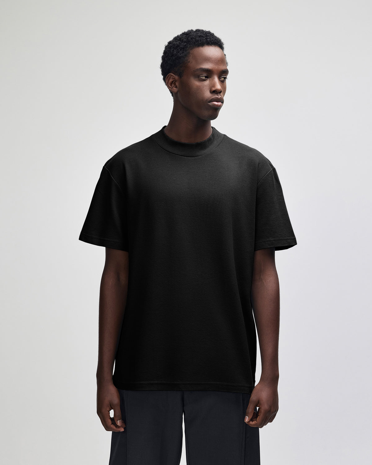 American Apparel Unisex Pique Mockneck T-shirt - Black