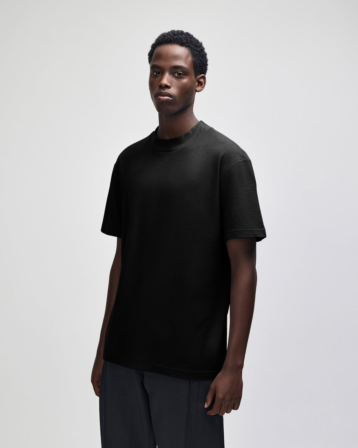 American Apparel Unisex Pique Mockneck T-shirt - Black