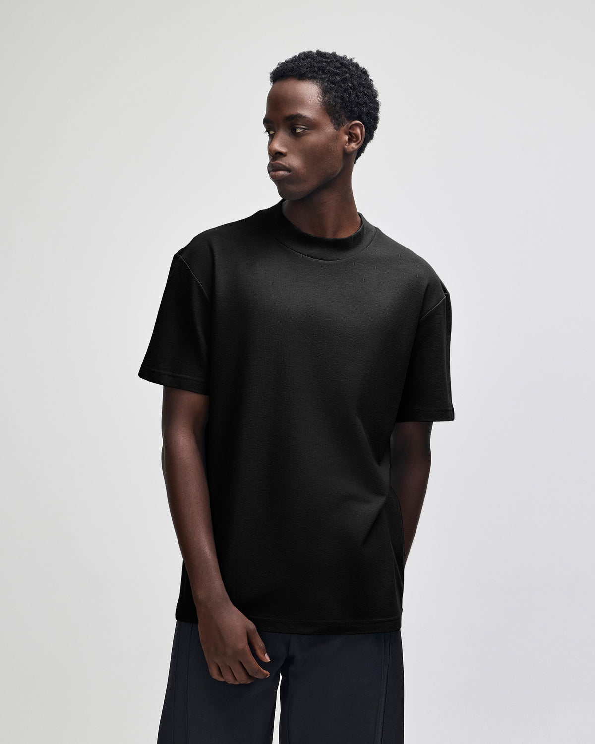 American Apparel Unisex Pique Mockneck T-shirt - Black