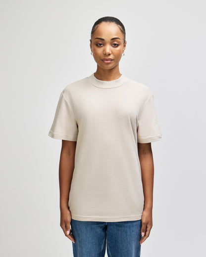 American Apparel Unisex Pique Mockneck T-shirt - Bone