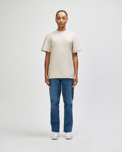 American Apparel Unisex Pique Mockneck T-shirt - Bone