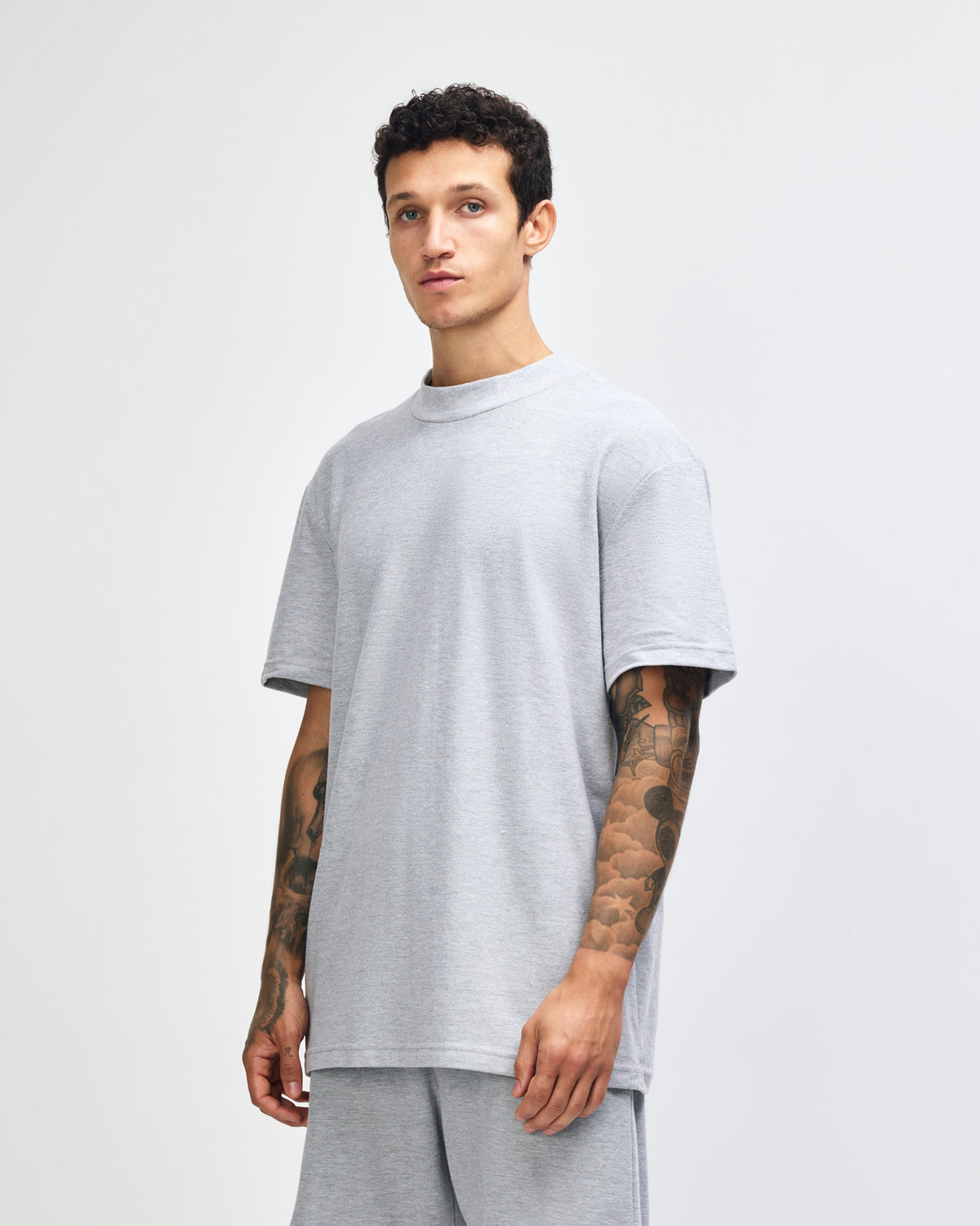 American Apparel Unisex Pique Mockneck T-shirt - Heather Grey