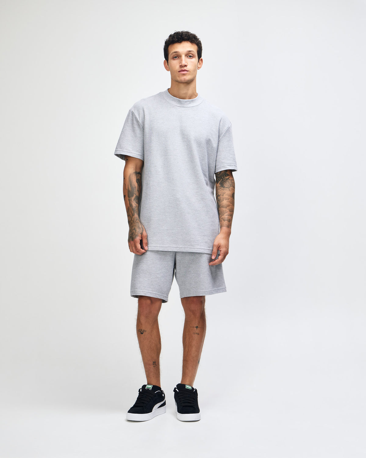American Apparel Unisex Pique Mockneck T-shirt - Heather Grey