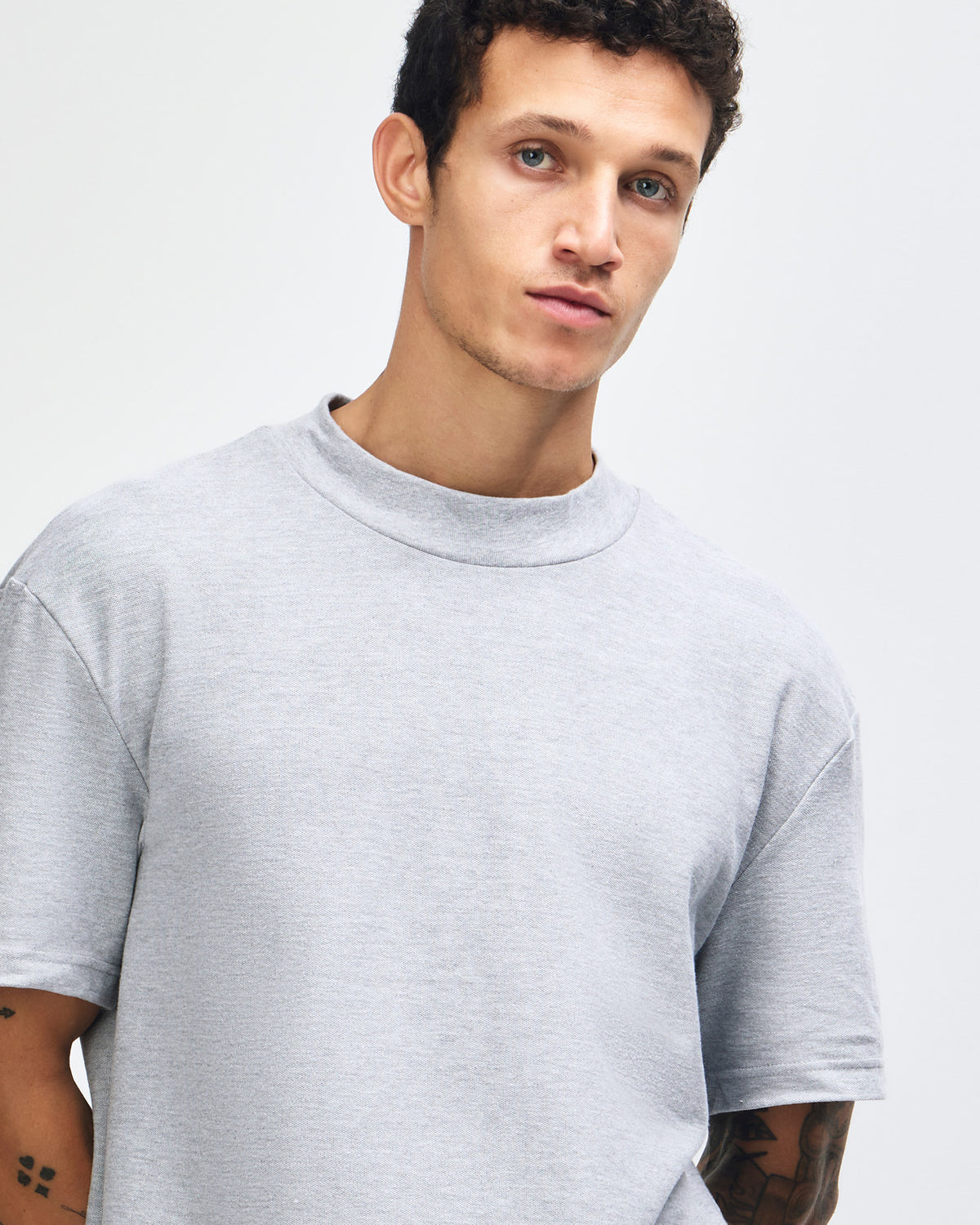 American Apparel Unisex Pique Mockneck T-shirt - Heather Grey