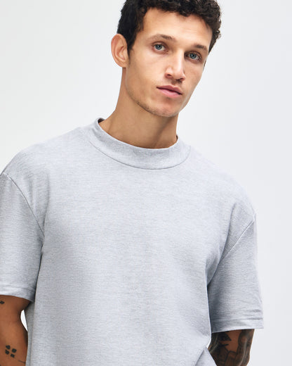 American Apparel Unisex Pique Mockneck T-shirt - Heather Grey