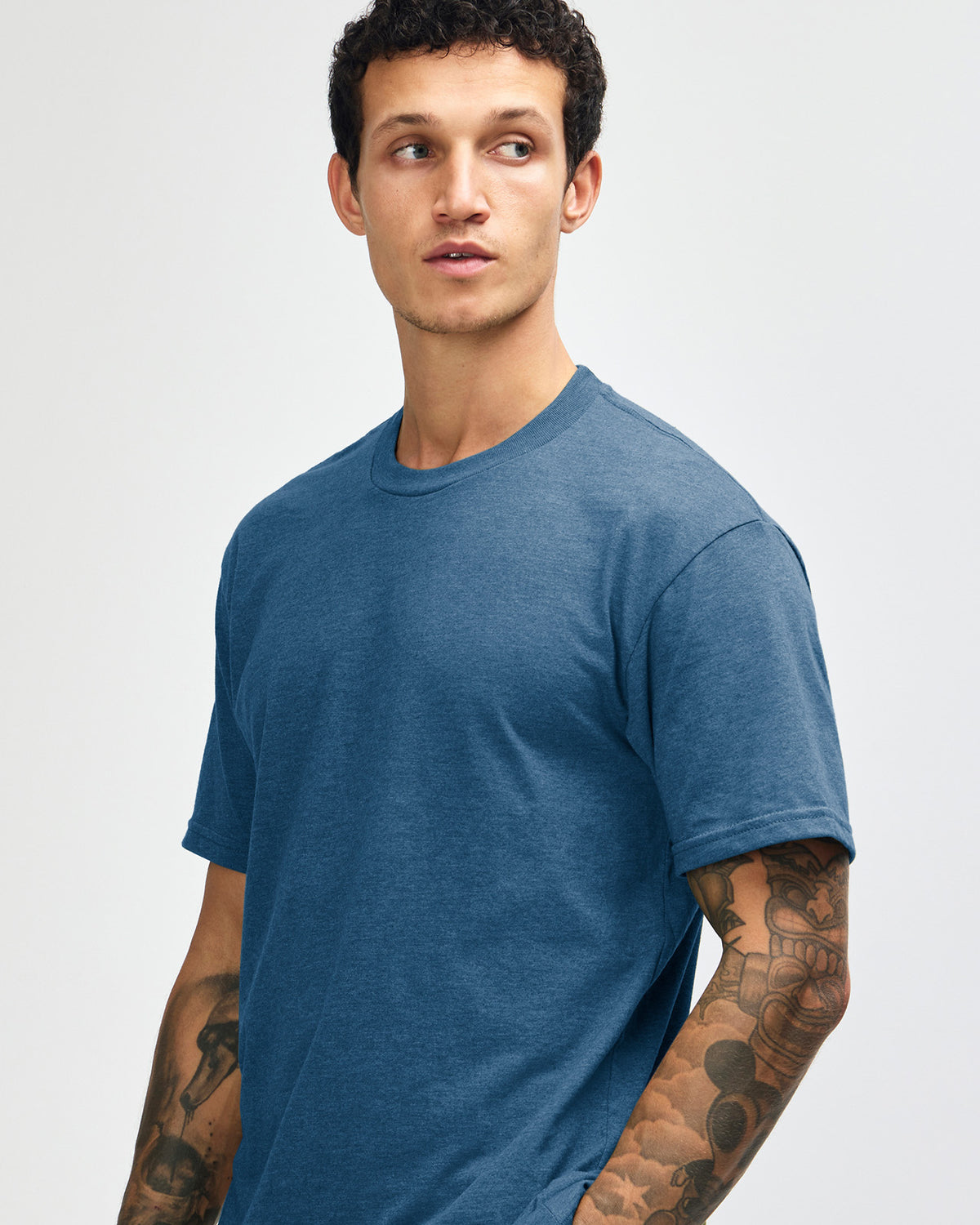 American Apparel Unisex CVC Short Sleeve T-Shirt - Heather Sea Blue