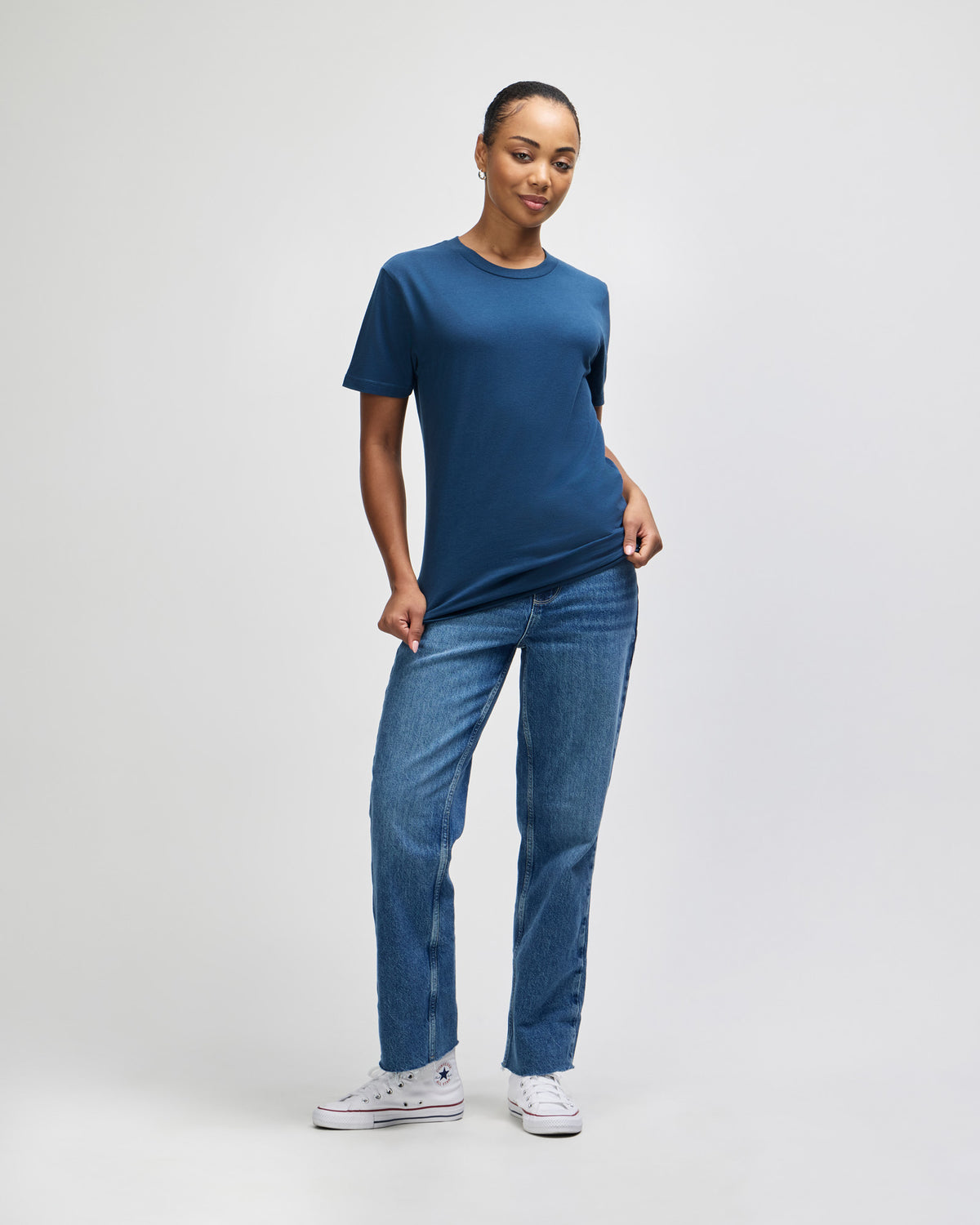 American Apparel Unisex Fine Jersey Short Sleeve T-Shirt - Sea Blue