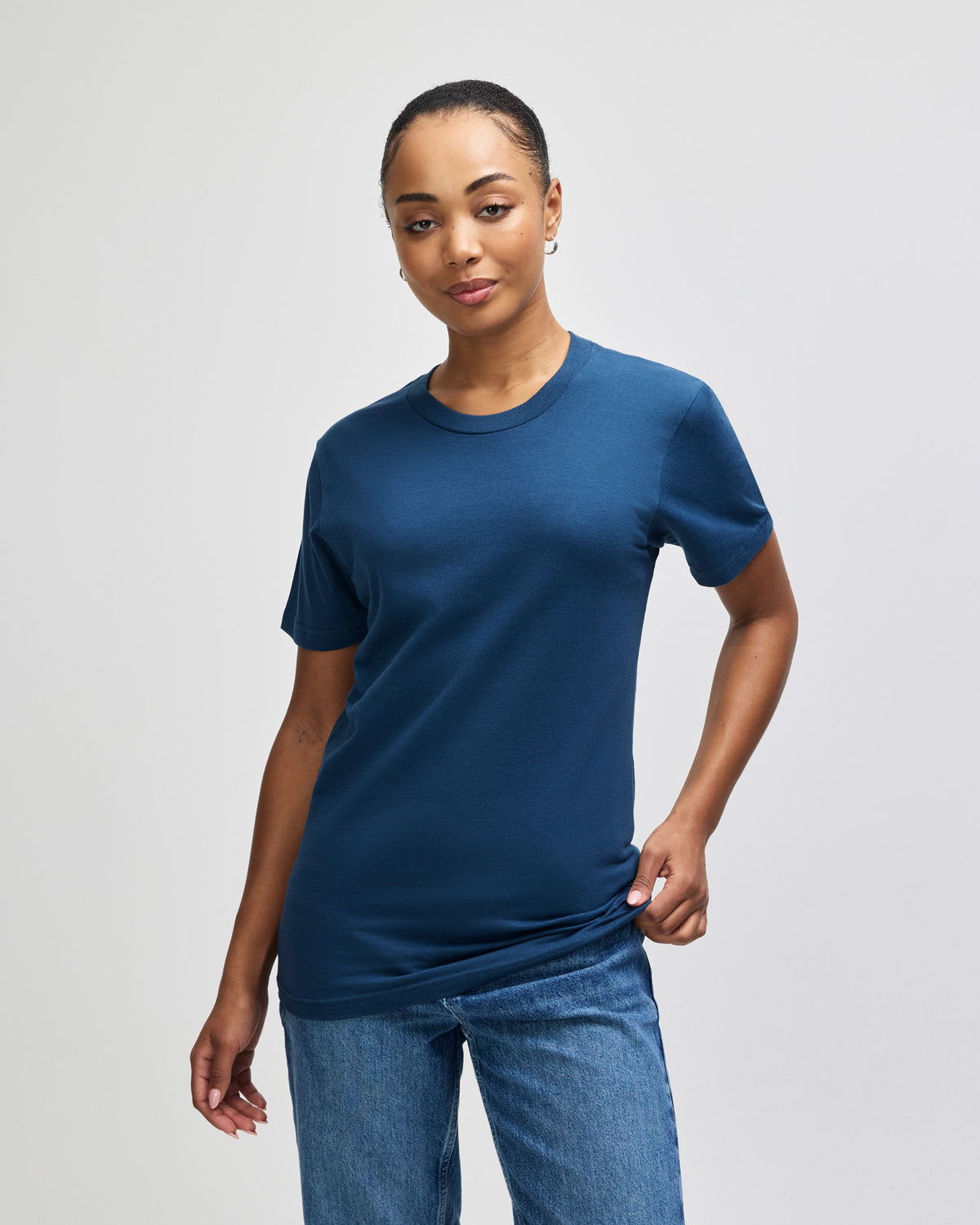 American Apparel Unisex Fine Jersey Short Sleeve T-Shirt - Sea Blue