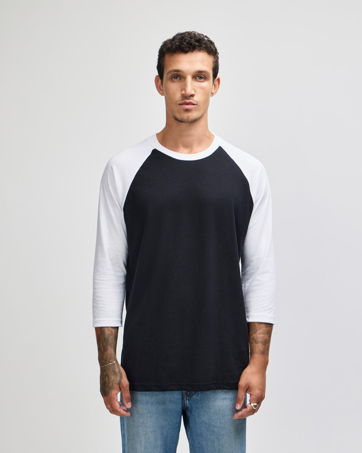 American Apparel CVC Unisex Raglan T-shirt - Black / White