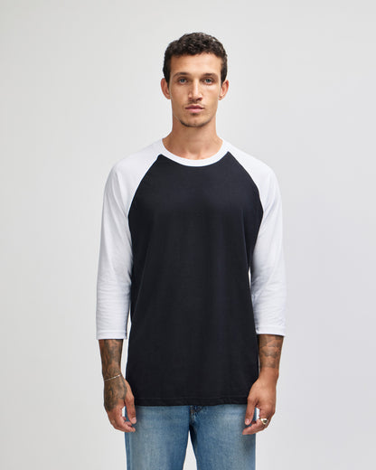 American Apparel CVC Unisex Raglan T-shirt - Black / White