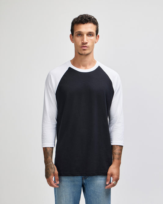 American Apparel CVC Unisex Raglan T-shirt - Black / White