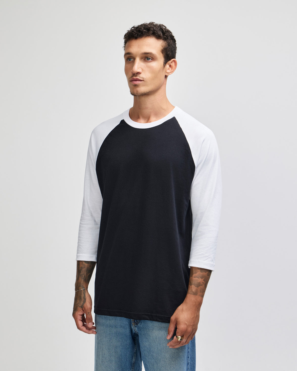 American Apparel CVC Unisex Raglan T-shirt - Black / White