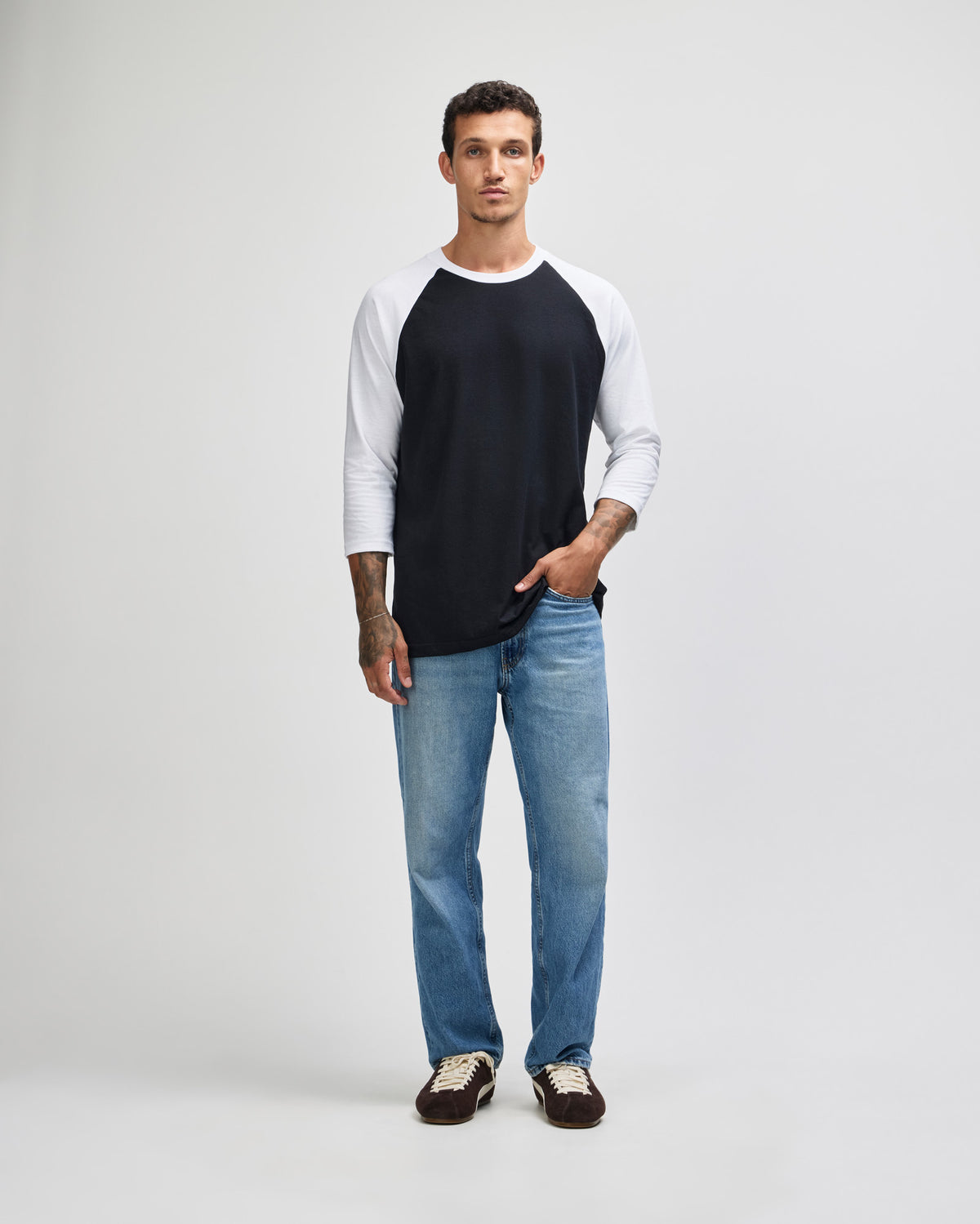 American Apparel CVC Unisex Raglan T-shirt - Black / White