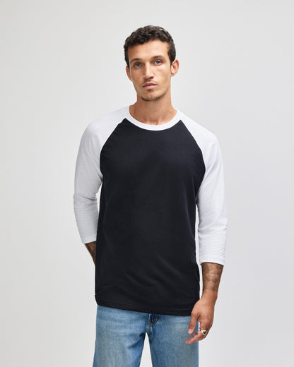 American Apparel CVC Unisex Raglan T-shirt - Black / White