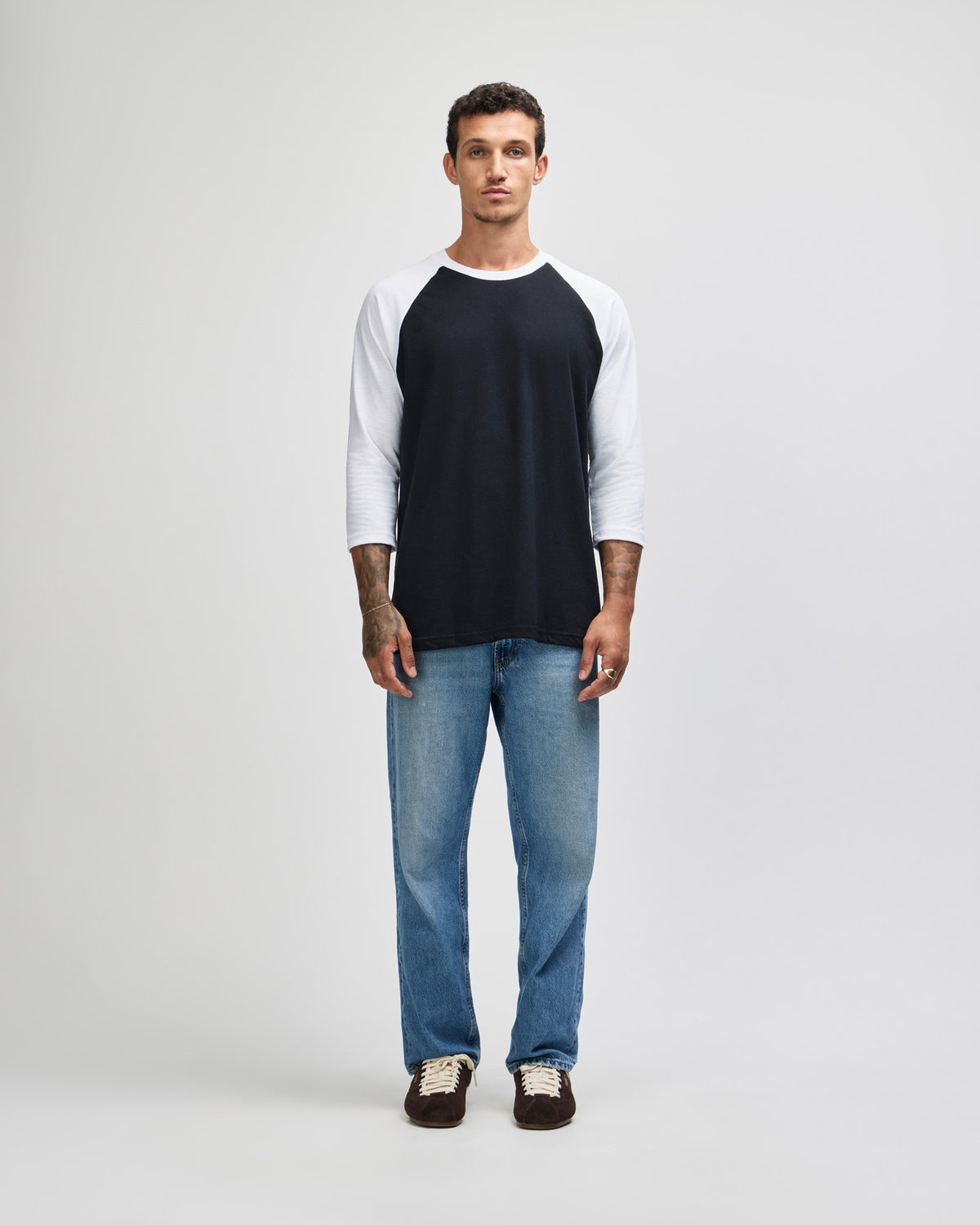 American Apparel CVC Unisex Raglan T-shirt - Black / White