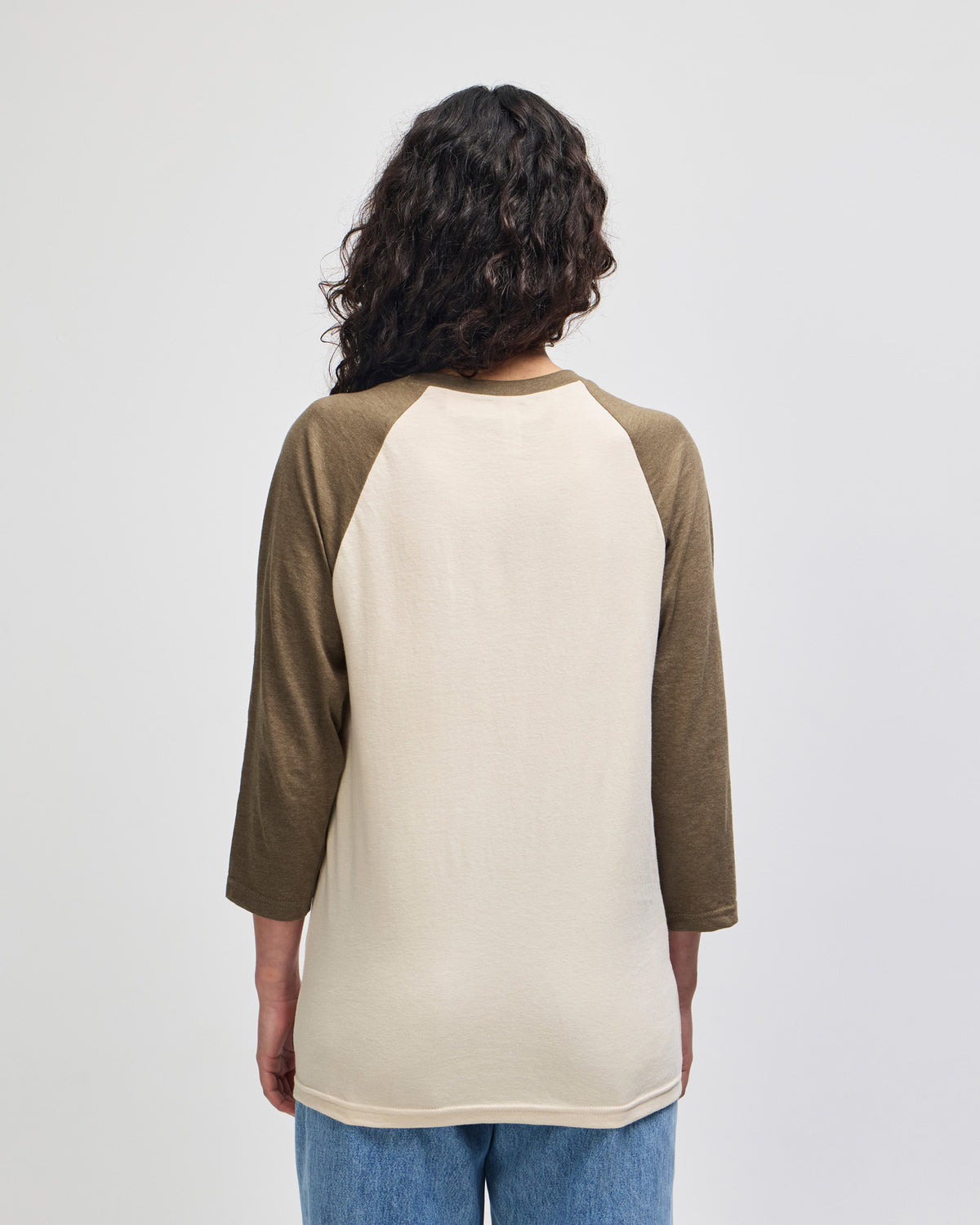 American Apparel CVC Unisex Raglan T-shirt - Heather Bone/heather Army