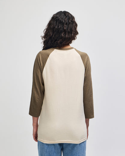 American Apparel CVC Unisex Raglan T-shirt - Heather Bone/heather Army