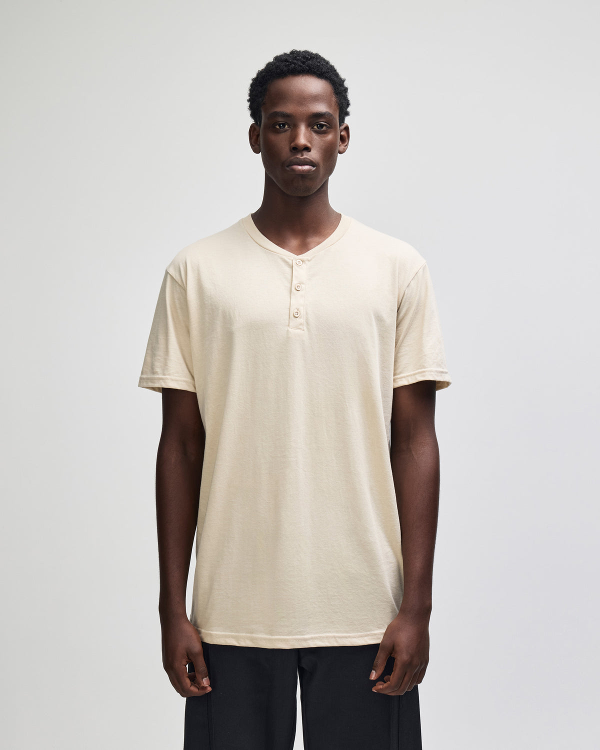American Apparel CVC Unisex Henley T-shirt - Heather Bone