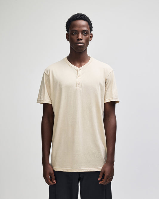 American Apparel CVC Unisex Henley T-shirt - Heather Bone