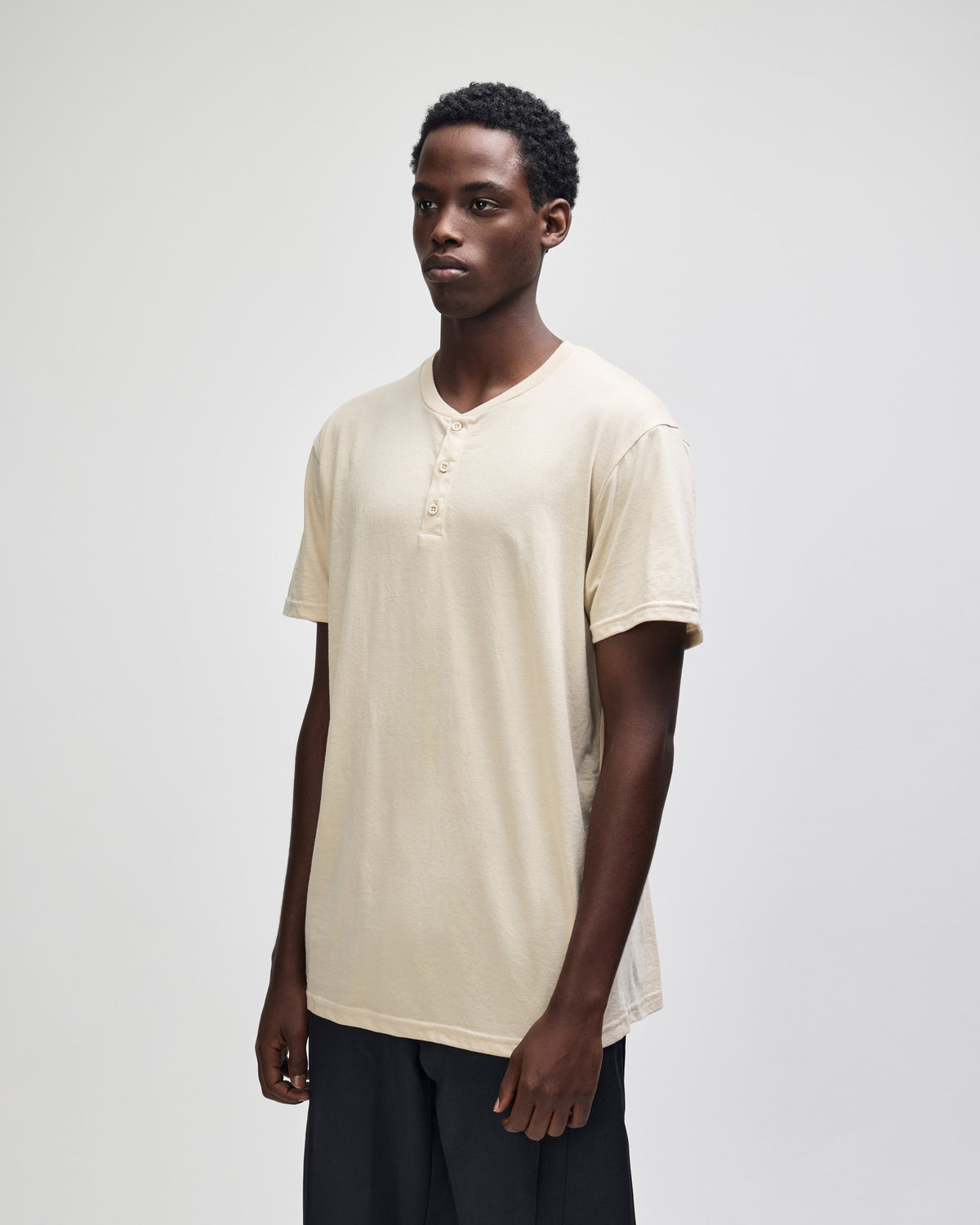 American Apparel CVC Unisex Henley T-shirt - Heather Bone