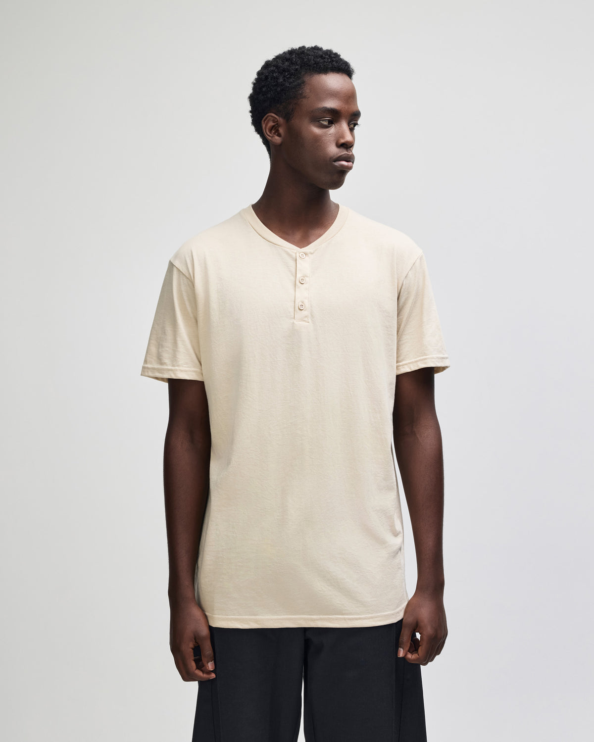 American Apparel CVC Unisex Henley T-shirt - Heather Bone