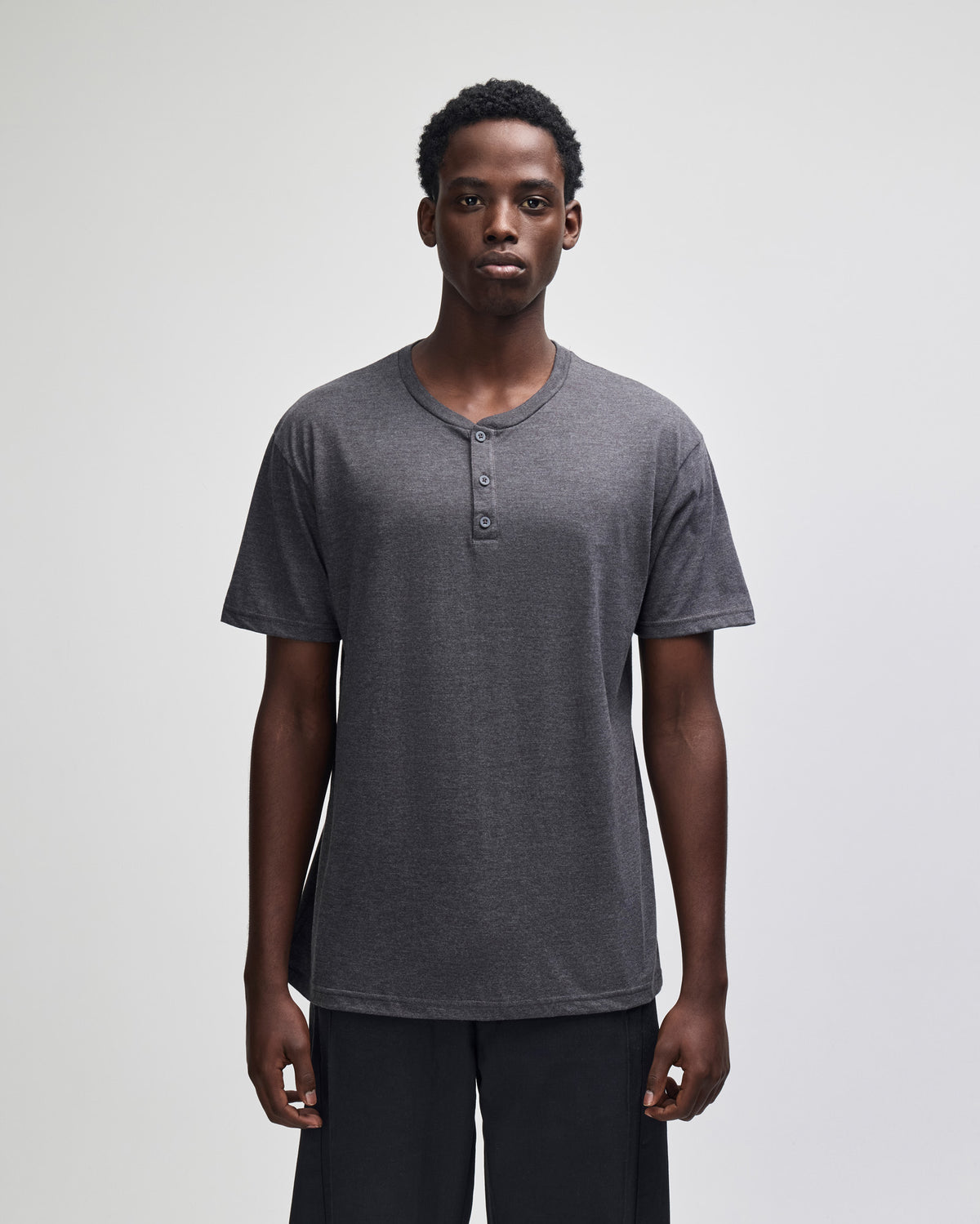 American Apparel CVC Unisex Henley T-shirt - Heather Charcoal