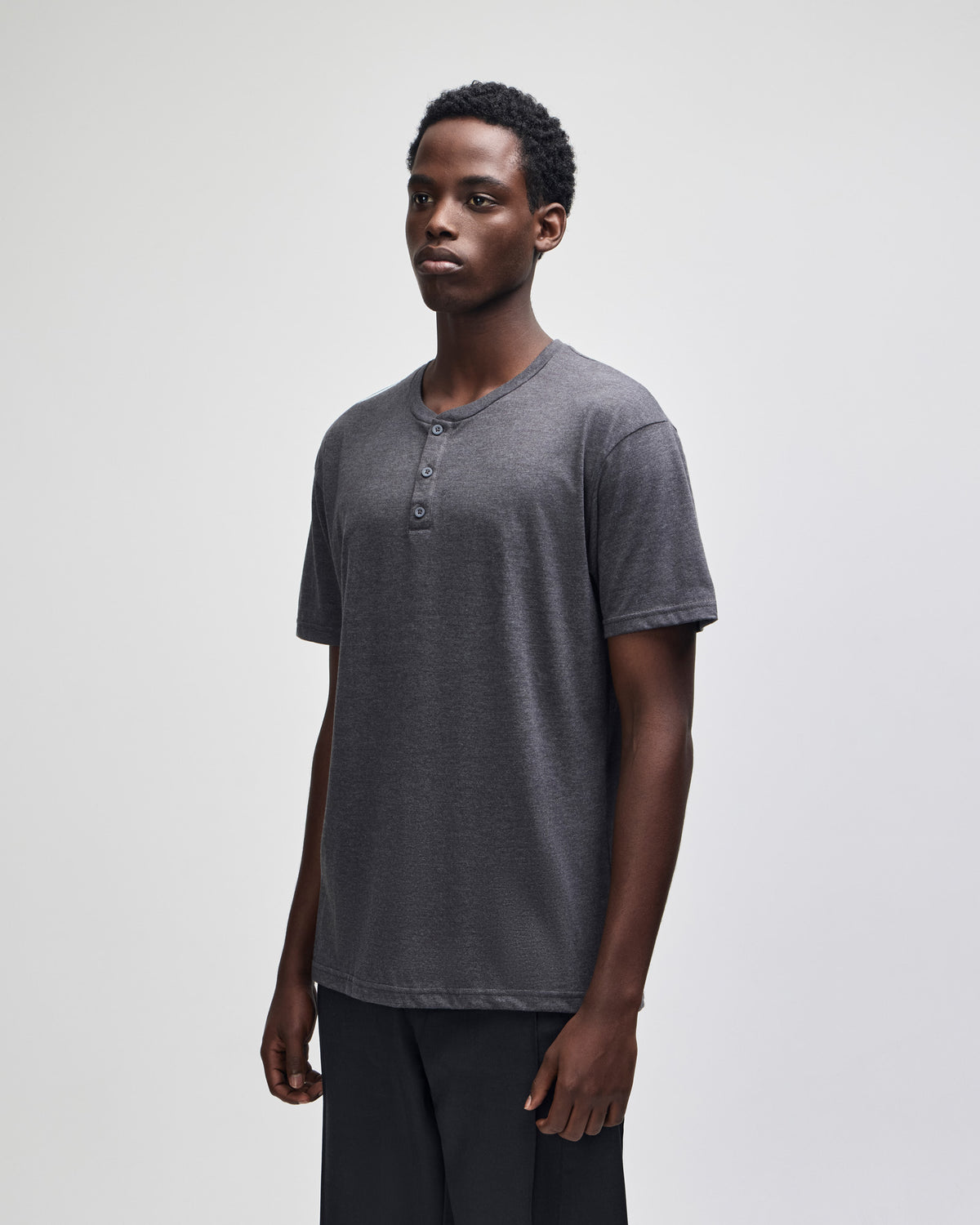 American Apparel CVC Unisex Henley T-shirt - Heather Charcoal