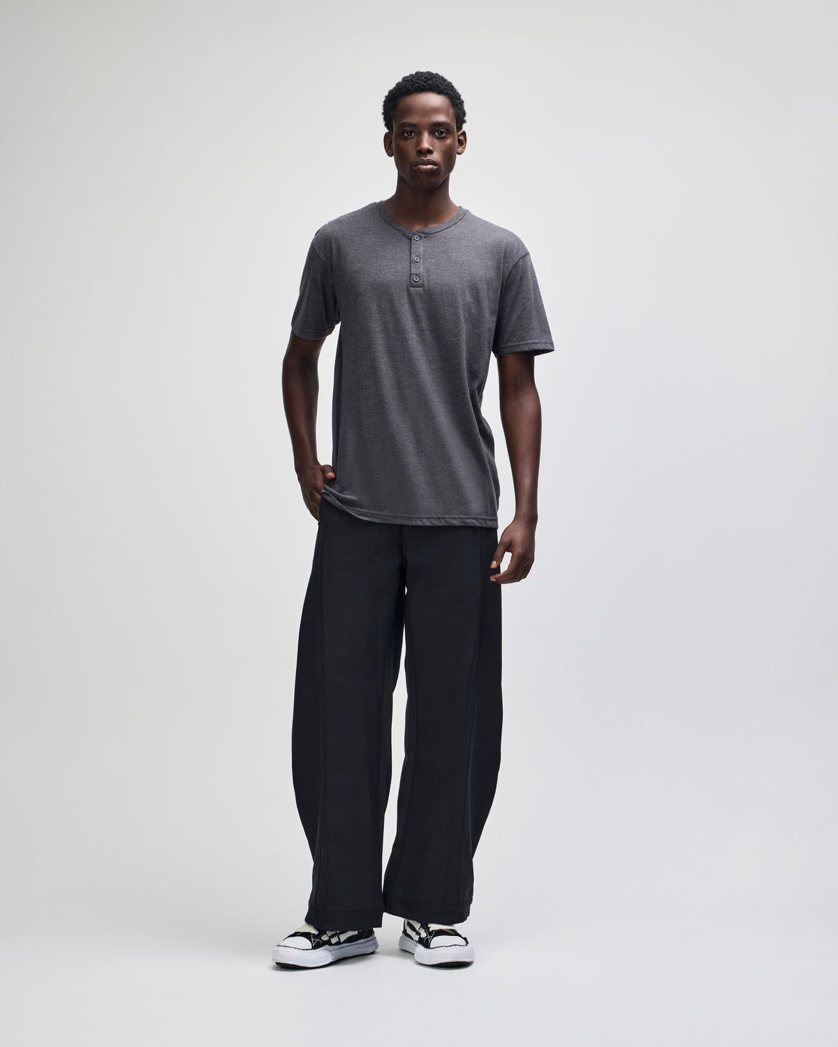 American Apparel CVC Unisex Henley T-shirt - Heather Charcoal