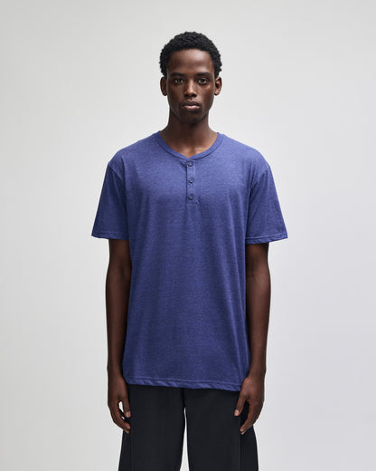 American Apparel CVC Unisex Henley T-shirt - Heather Indigo