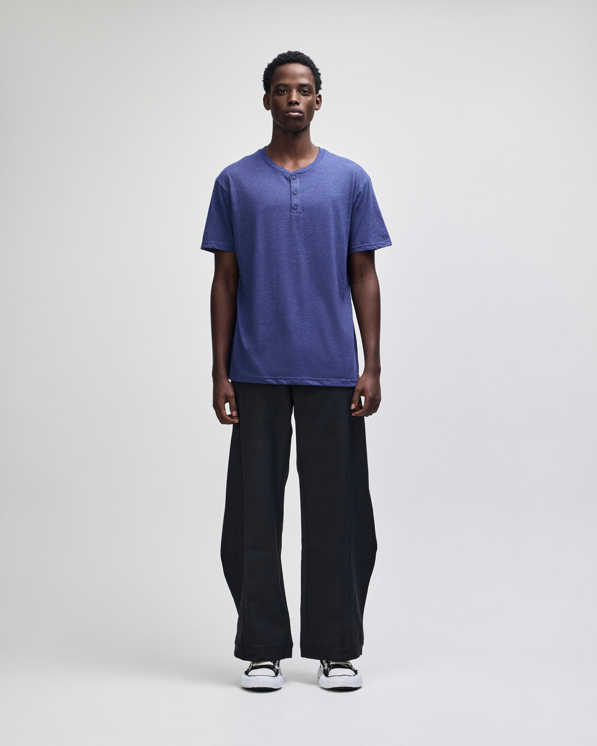 American Apparel CVC Unisex Henley T-shirt - Heather Indigo
