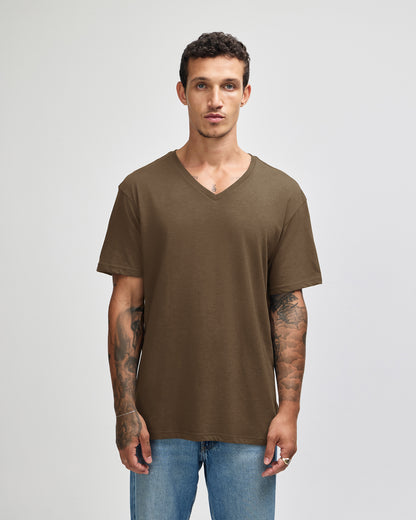 American Apparel CVC Unisex V-neck T-shirt - Heather Army