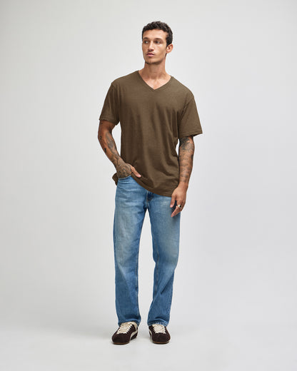 American Apparel CVC Unisex V-neck T-shirt - Heather Army