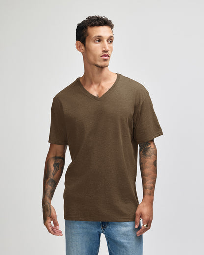 American Apparel CVC Unisex V-neck T-shirt - Heather Army