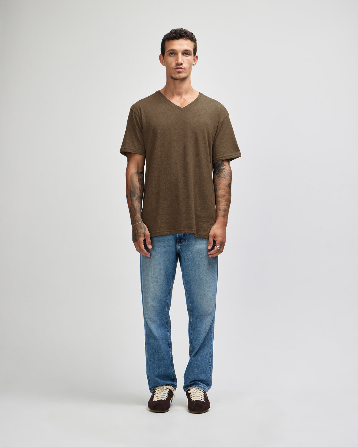 American Apparel CVC Unisex V-neck T-shirt - Heather Army
