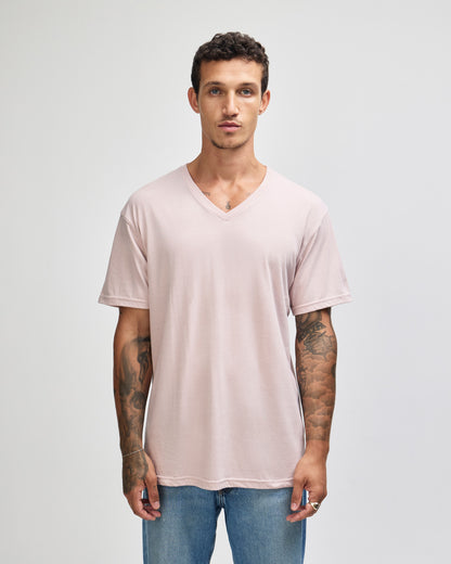 American Apparel CVC Unisex V-neck T-shirt - Heather Blush