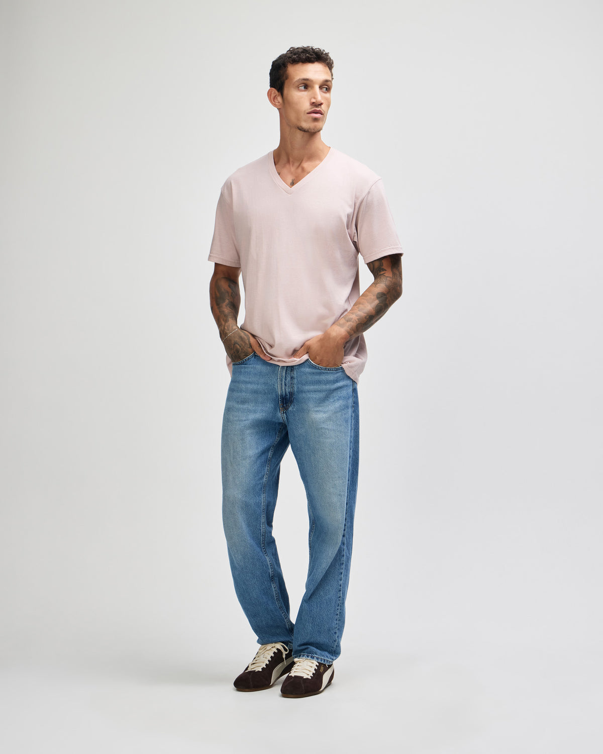 American Apparel CVC Unisex V-neck T-shirt - Heather Blush