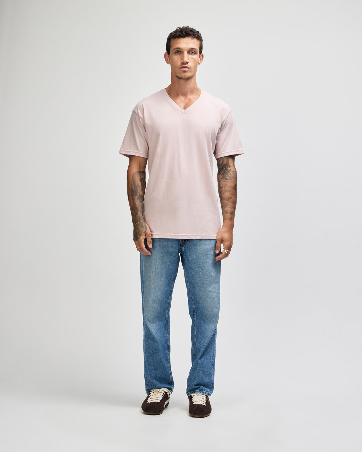 American Apparel CVC Unisex V-neck T-shirt - Heather Blush